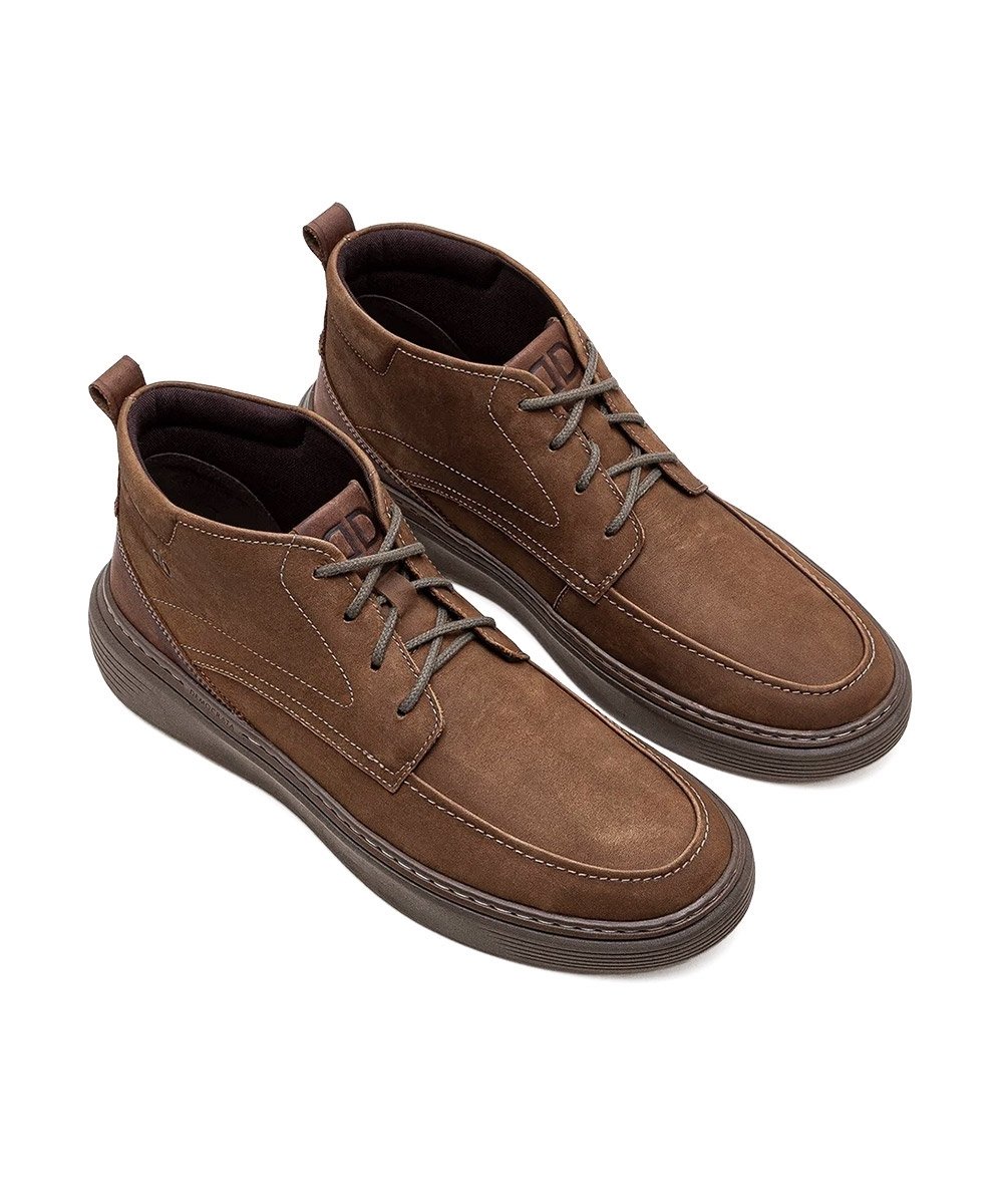 Bota Masculina Democrata Grid Couro Castanho Castanho 2
