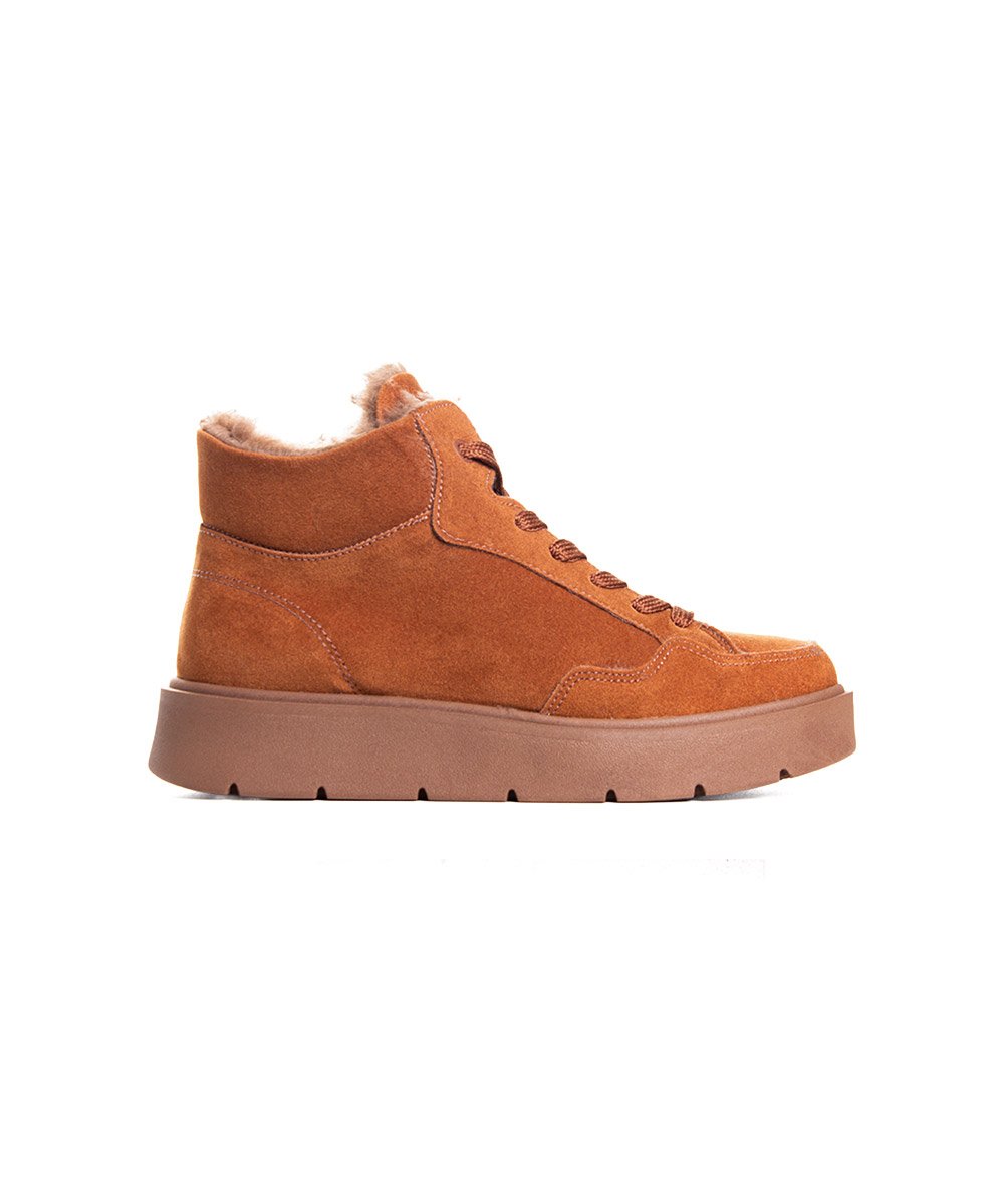 Tênis Cano Alto Quiz Feminino Forrado Camel Marrom 2