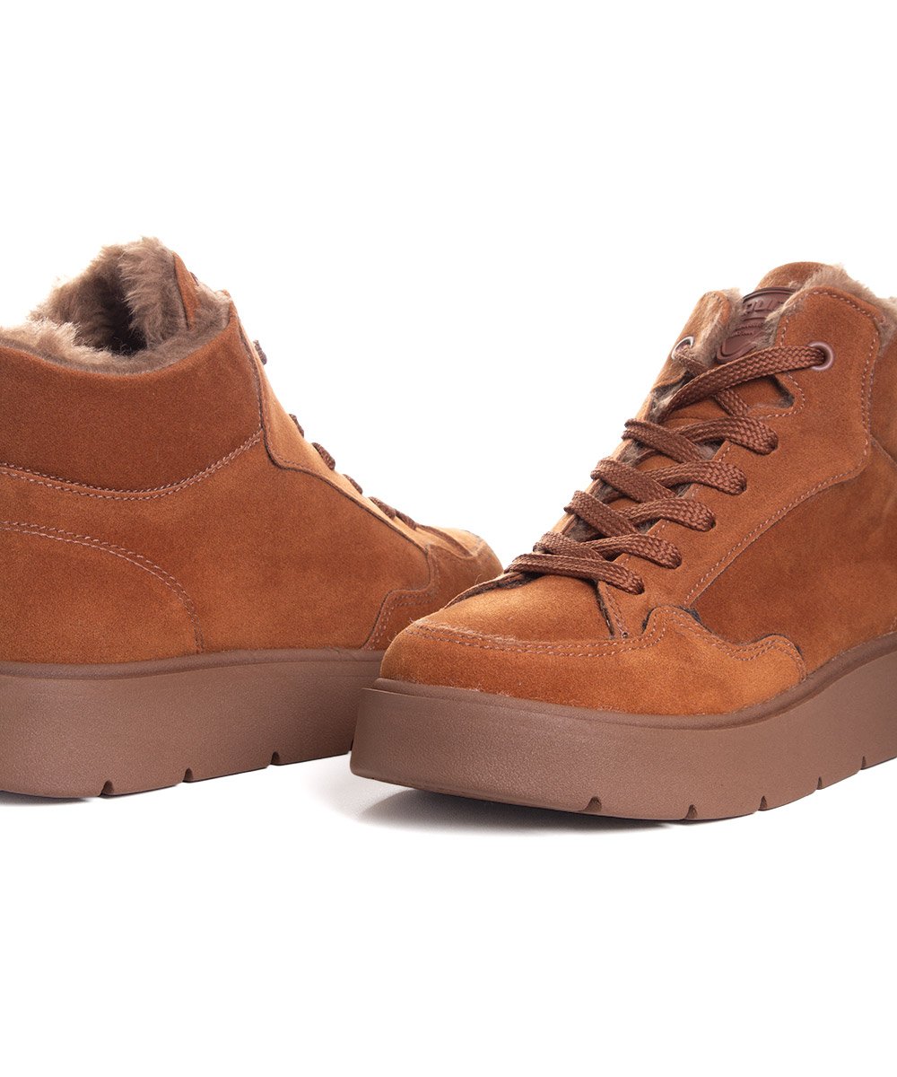 Tênis Cano Alto Quiz Feminino Forrado Camel Marrom 4