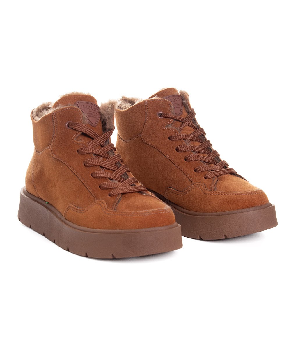 Tênis Cano Alto Quiz Feminino Forrado Camel Marrom 5