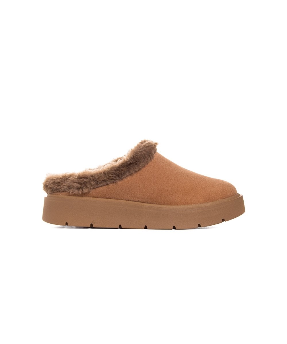 Mule Feminino Quiz Clog Forrado Camel