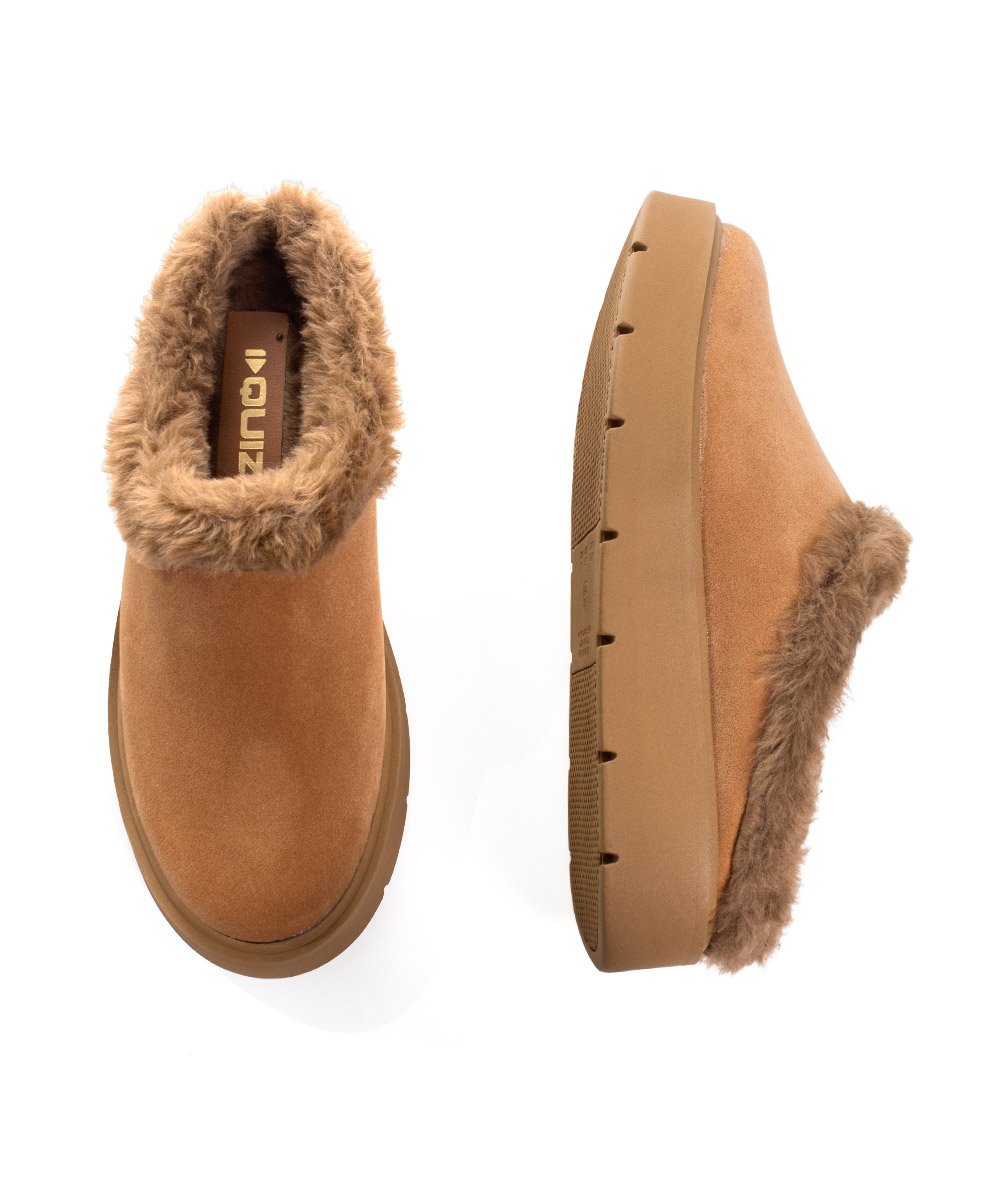 Mule Feminino Quiz Clog Forrado Camel Marrom 3