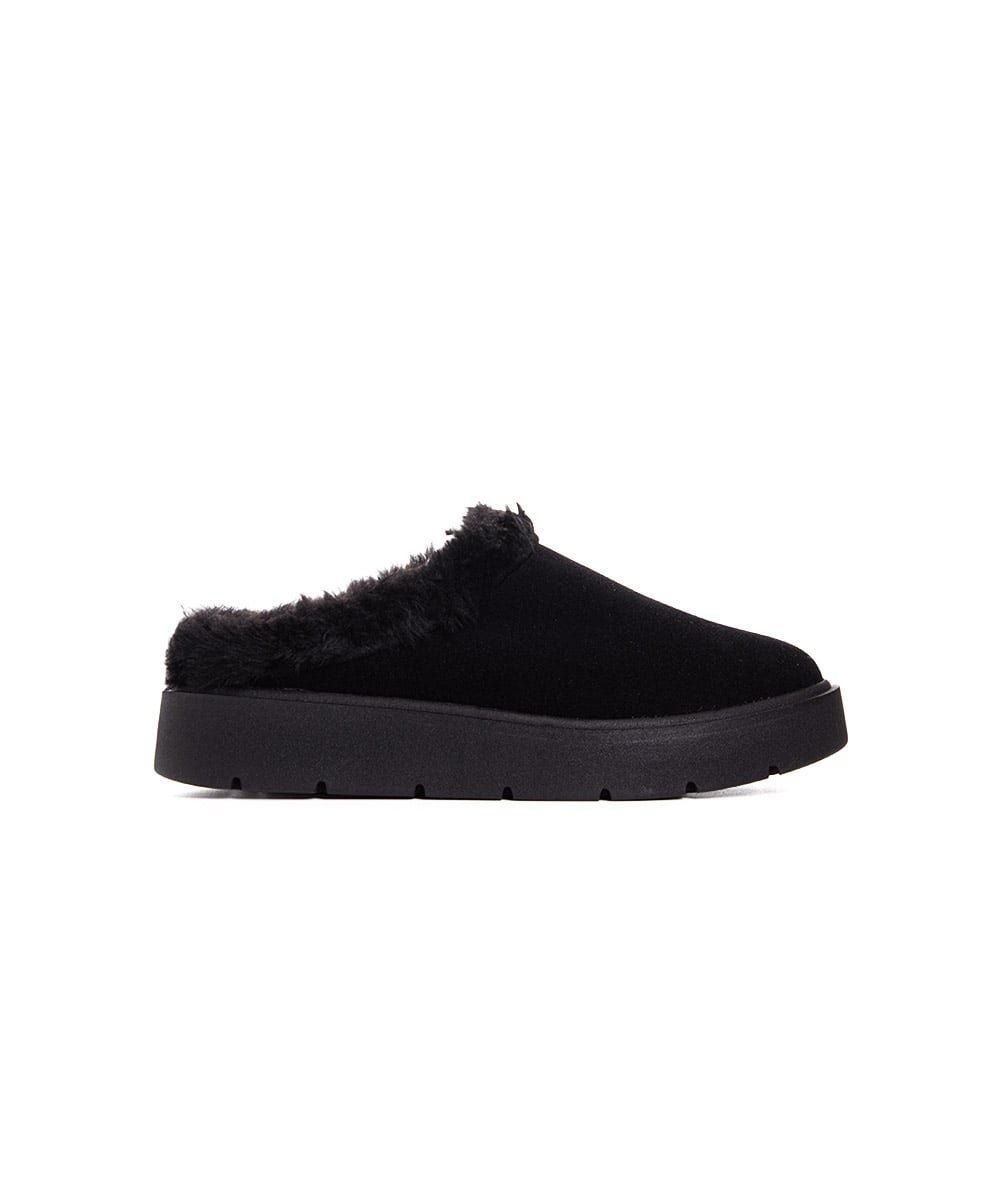 Mule Feminino Quiz Clog Forrado Preto