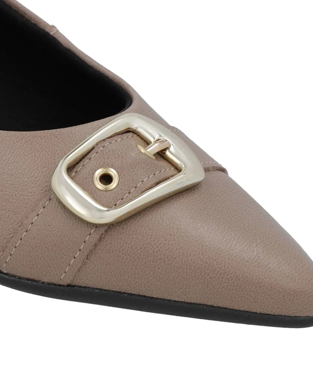 Sapato Scarpin Usaflex Bico Fino Couro Taupy Taupy 2