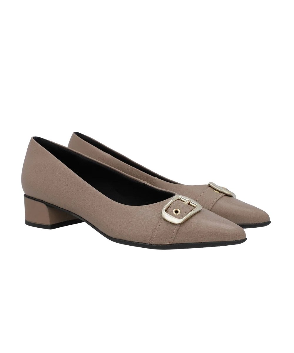 Sapato Scarpin Usaflex Bico Fino Couro Taupy Taupy 3