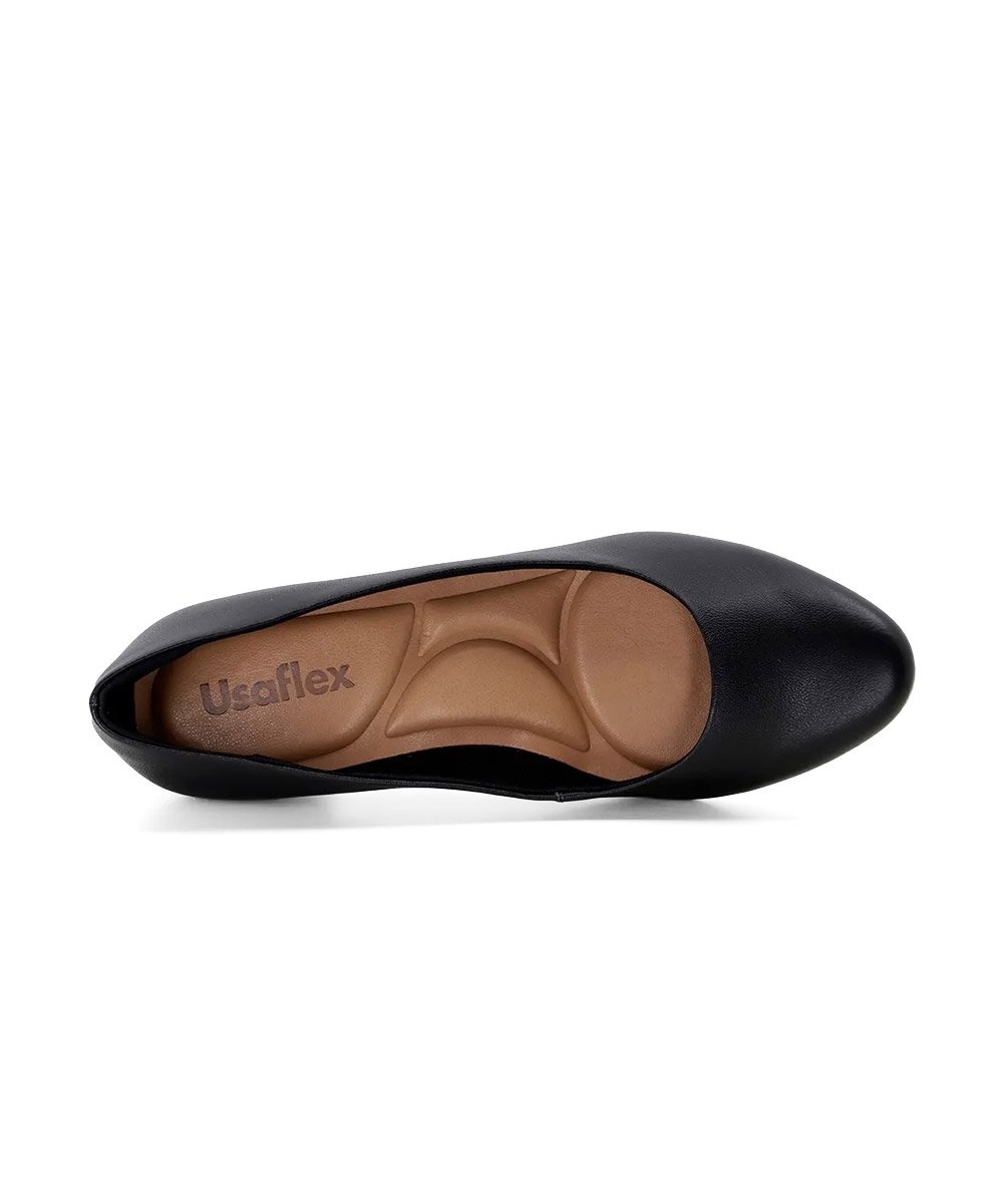 Sapato Scarpin Usaflex Salto Bloco Couro Preto Preto 5