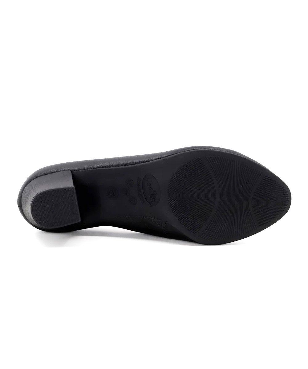 Sapato Scarpin Usaflex Salto Bloco Couro Preto Preto 6