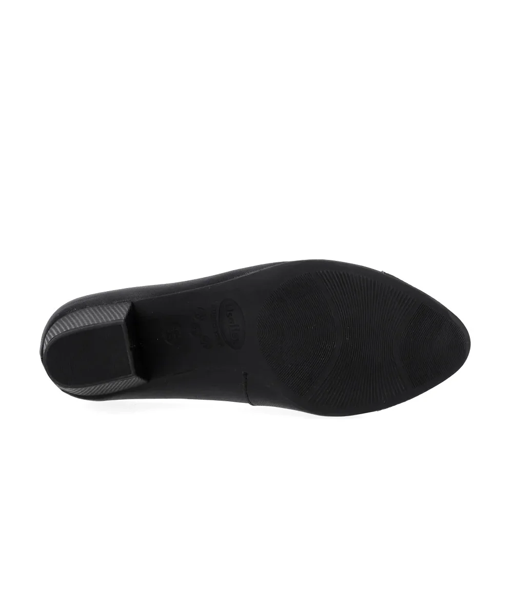 Sapato Scarpin Usaflex Salto Bloco Brilho Couro Preto Preto 5