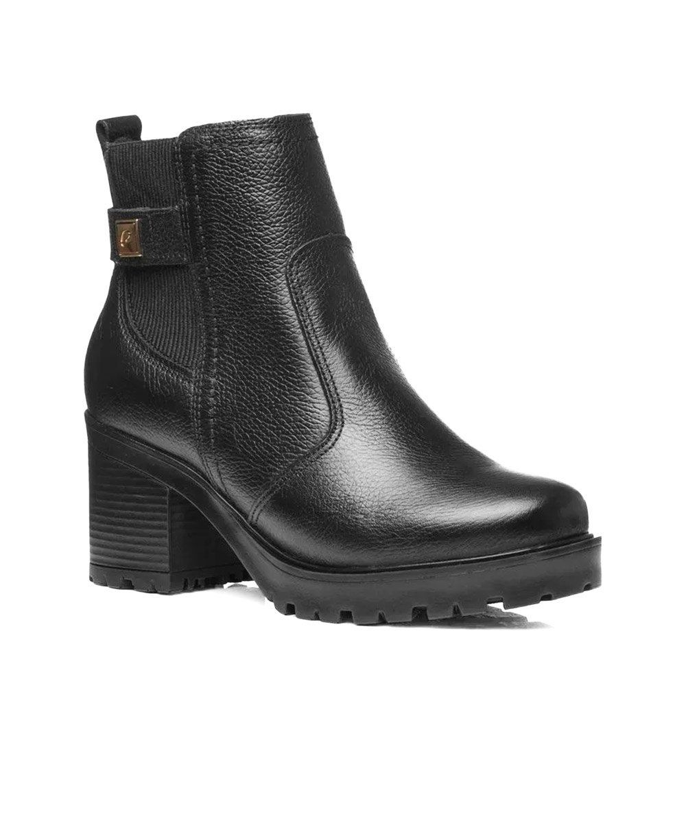 Bota Feminina Pegada Salto Bloco Couro Preto Preto 3