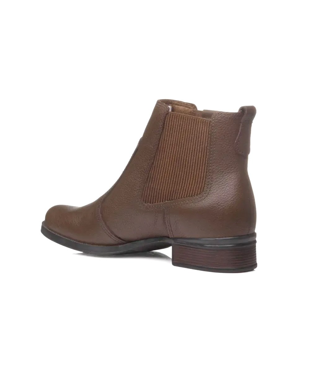 Bota Feminina Pegada Salto Bloco Elástico Couro Café Café 4
