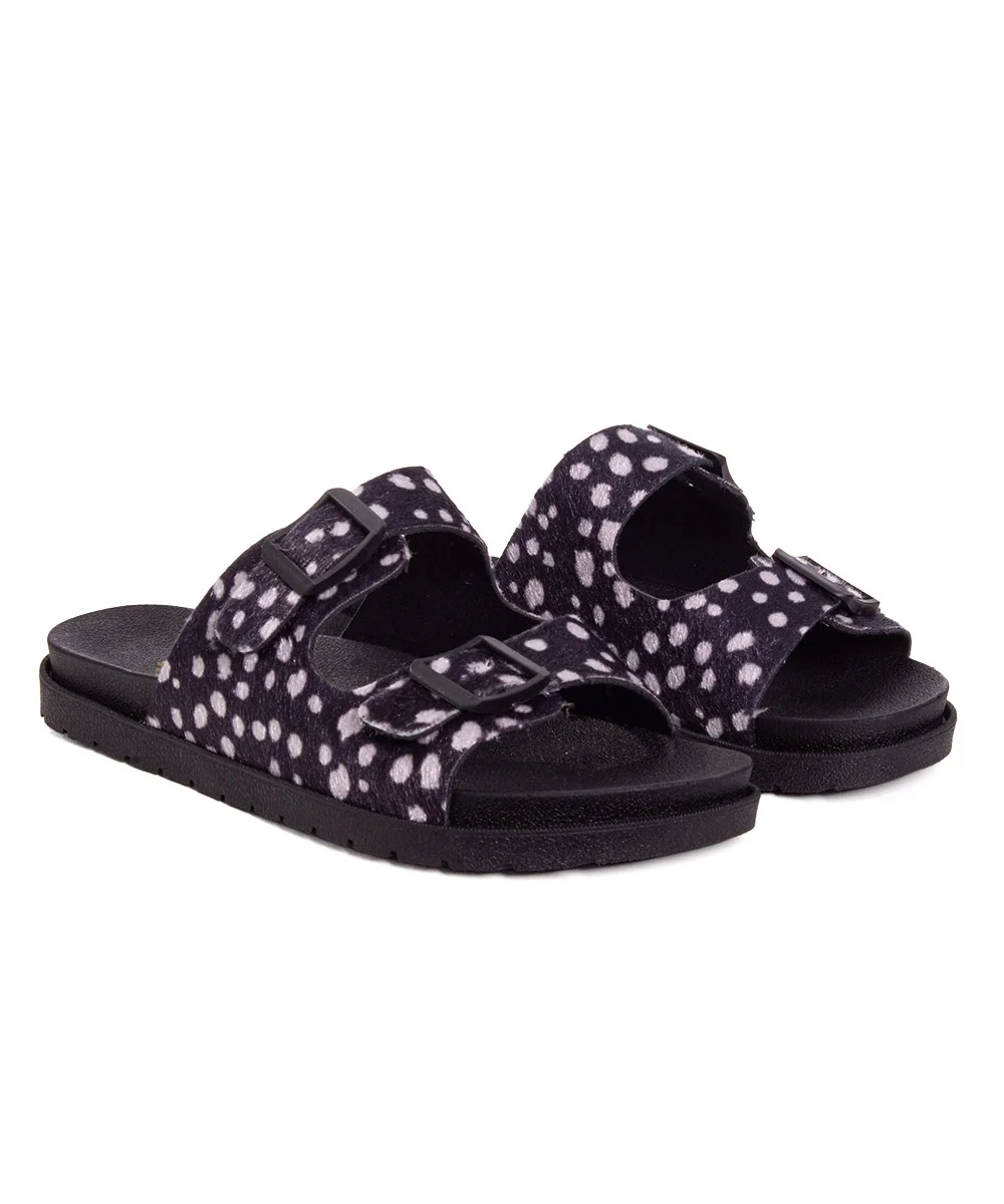 Tamanco Pixolé Flatform Fivelas Animal Print Preto Preto 3