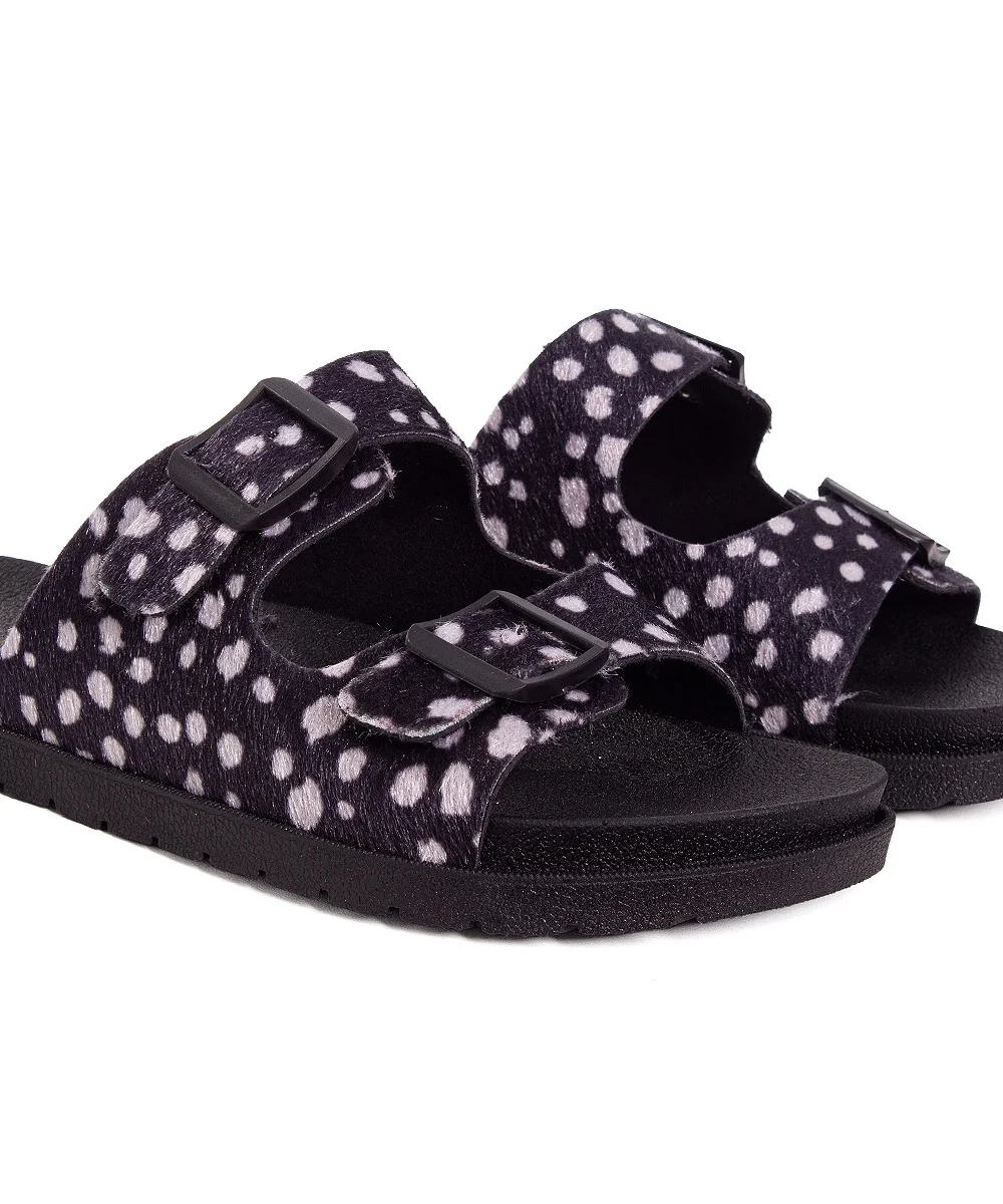 Tamanco Pixolé Flatform Fivelas Animal Print Preto Preto 4