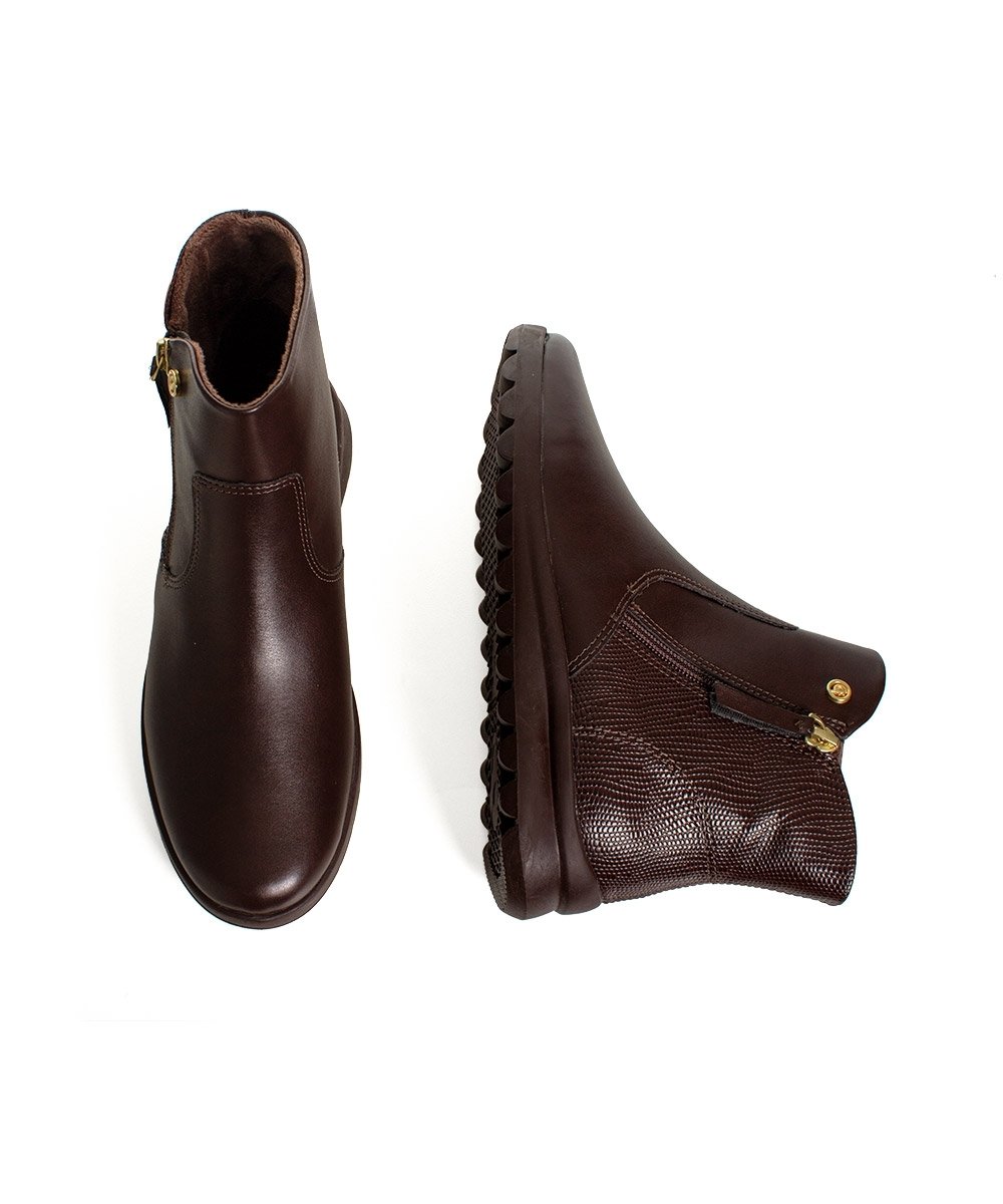 Bota Cano Curto Comfortflex Forrada Ziper Marrom Marrom 5