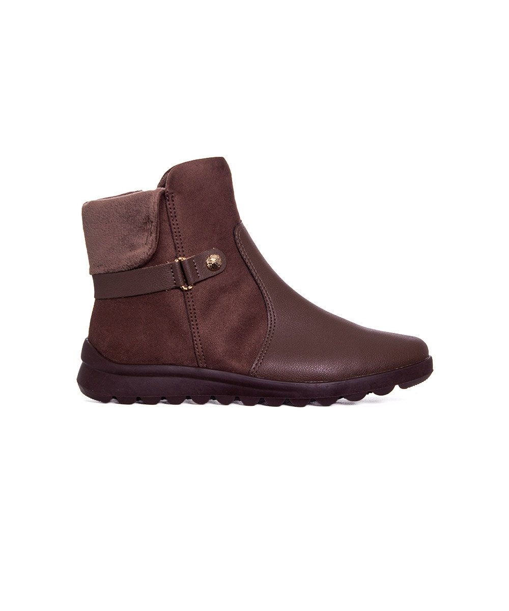 Bota Cano Curto Comfortflex Ziper Marrom
