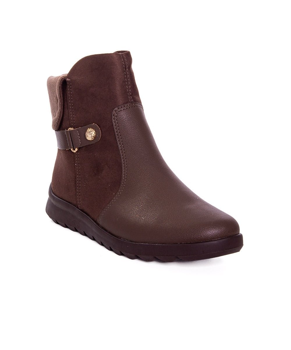 Bota Cano Curto Comfortflex Ziper Marrom Marrom 2