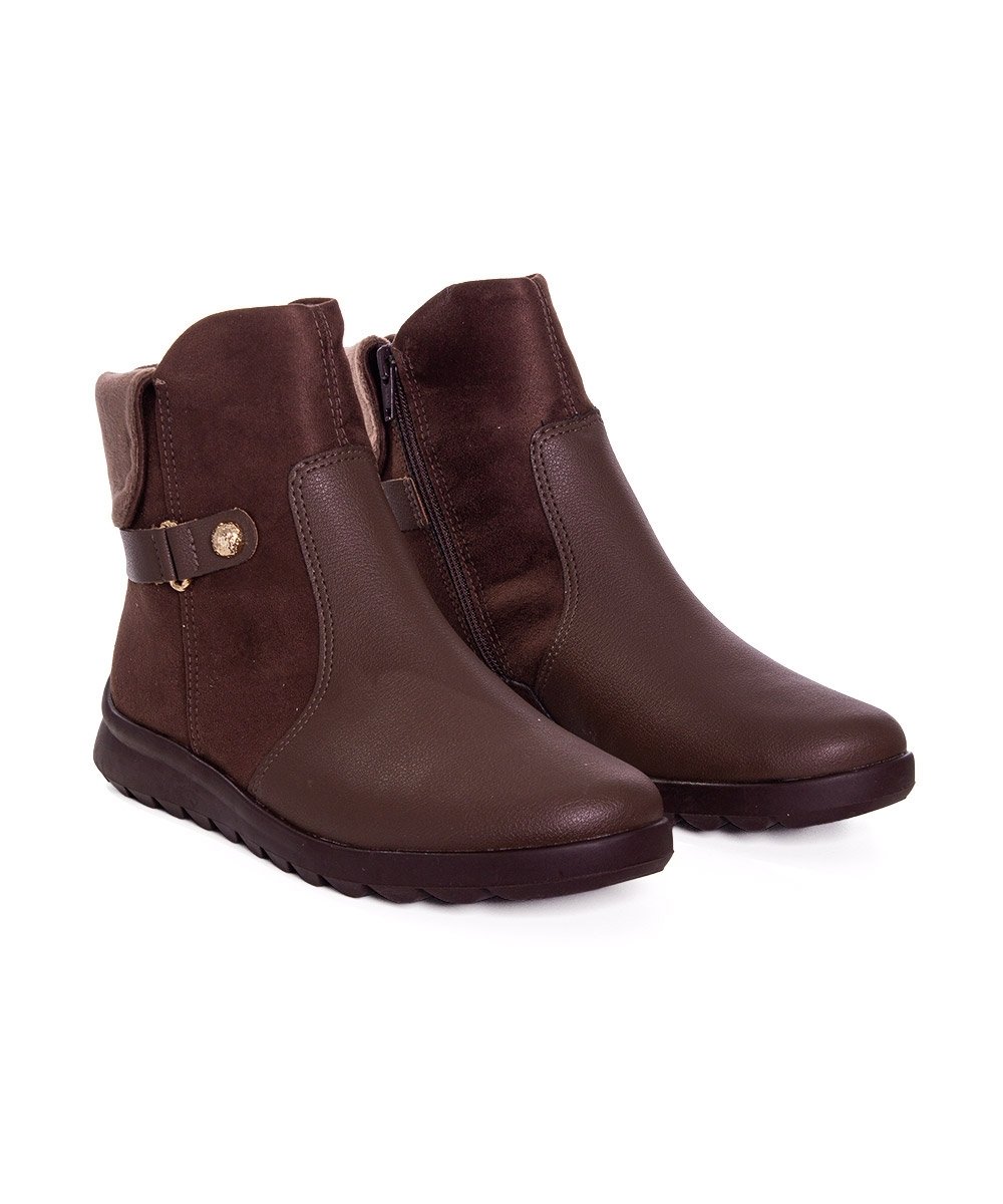 Bota Cano Curto Comfortflex Ziper Marrom Marrom 3
