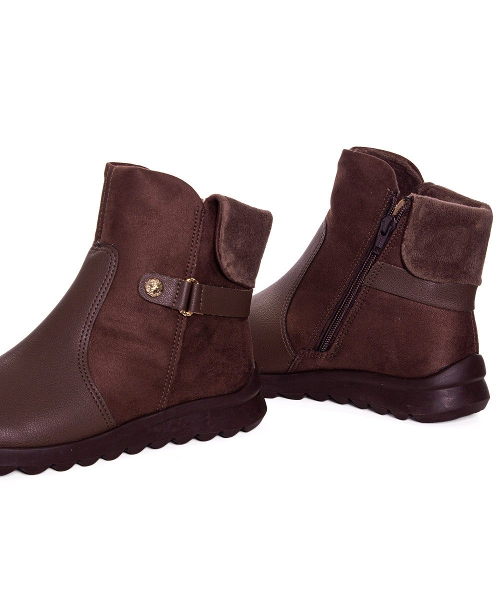 Bota Cano Curto Comfortflex Ziper Marrom Marrom 4