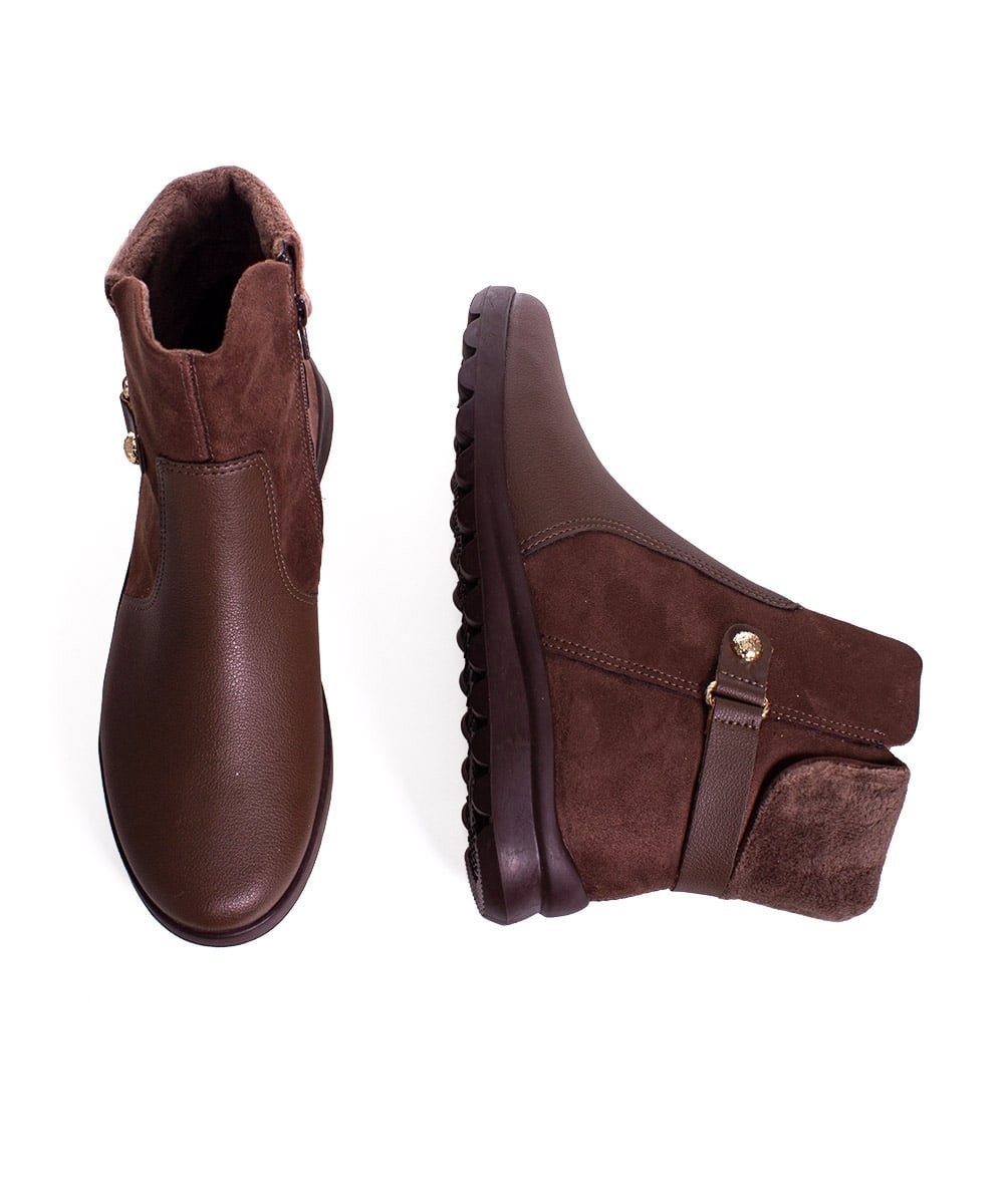 Bota Cano Curto Comfortflex Ziper Marrom Marrom 5