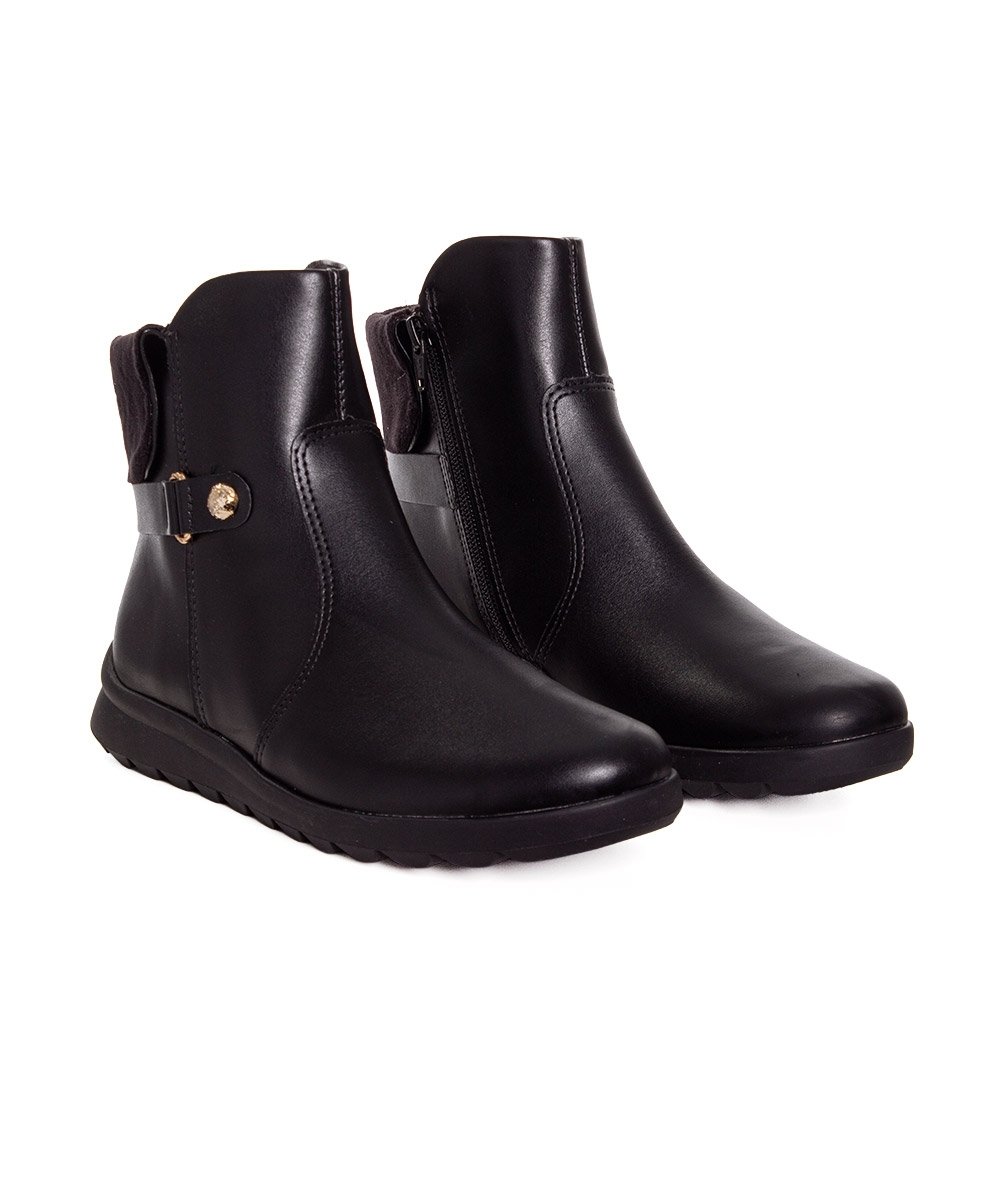 Bota Cano Curto Comfortflex Ziper Preto Preto 3