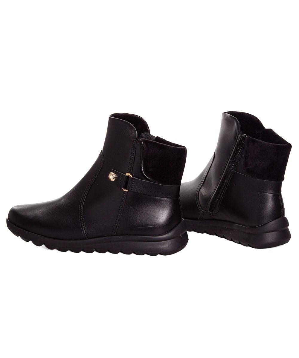 Bota Cano Curto Comfortflex Ziper Preto Preto 4