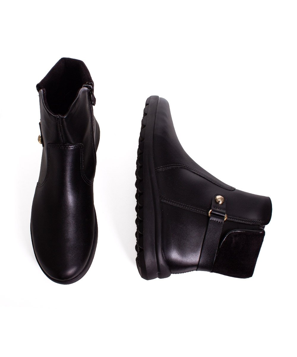 Bota Cano Curto Comfortflex Ziper Preto Preto 5