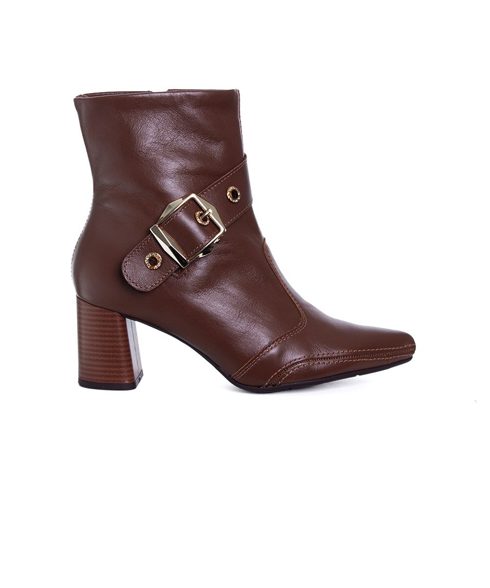 Bota Cano Curto Ramarim Total Comfort Couro 2659103 Marrom Marrom 6