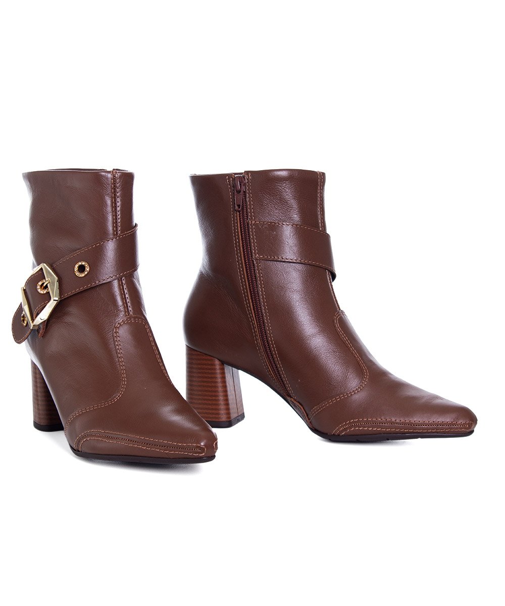 Bota Cano Curto Ramarim Total Comfort Couro 2659103 Marrom Marrom 3