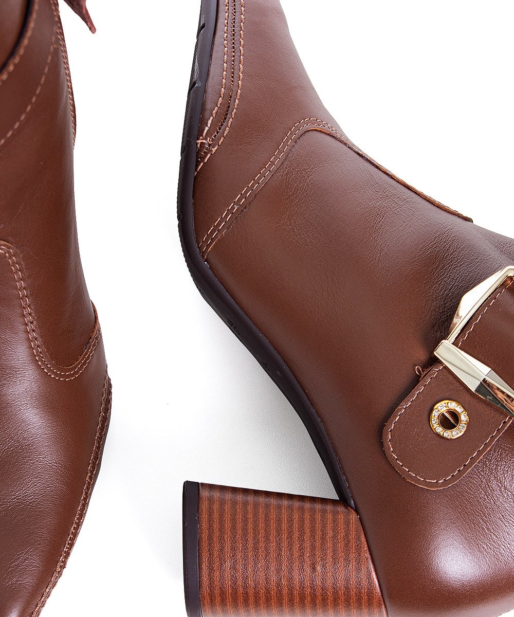Bota Cano Curto Ramarim Total Comfort Couro 2659103 Marrom Marrom 4