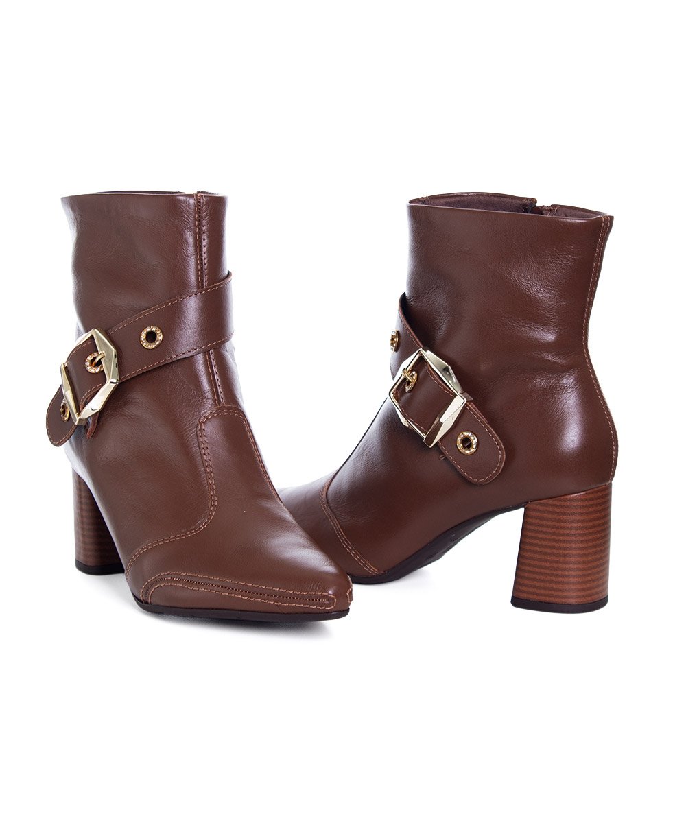 Bota Cano Curto Ramarim Total Comfort Couro 2659103 Marrom Marrom 5