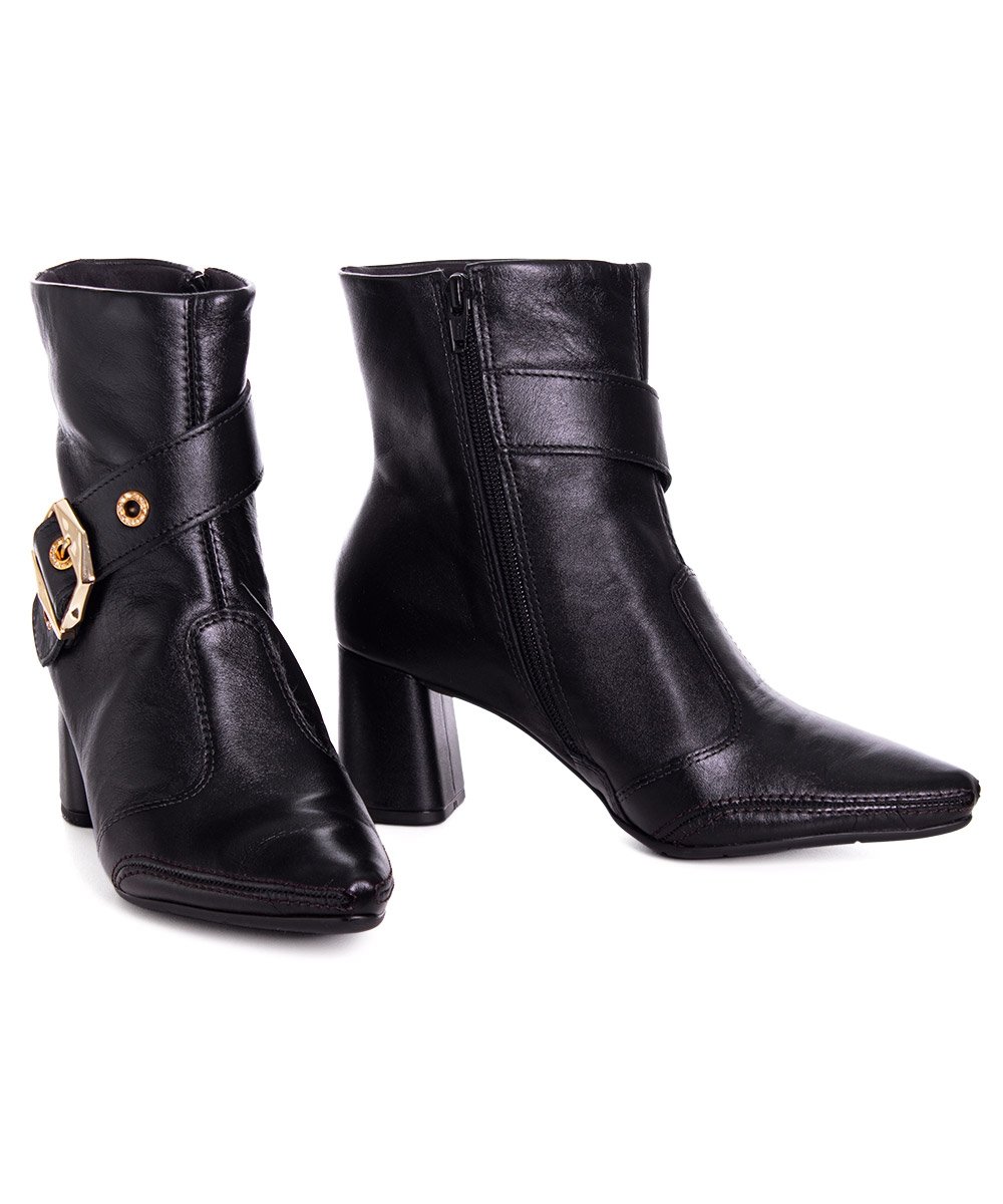 Bota Cano Curto Ramarim Total Comfort Couro 2659103 Preto Preto 4