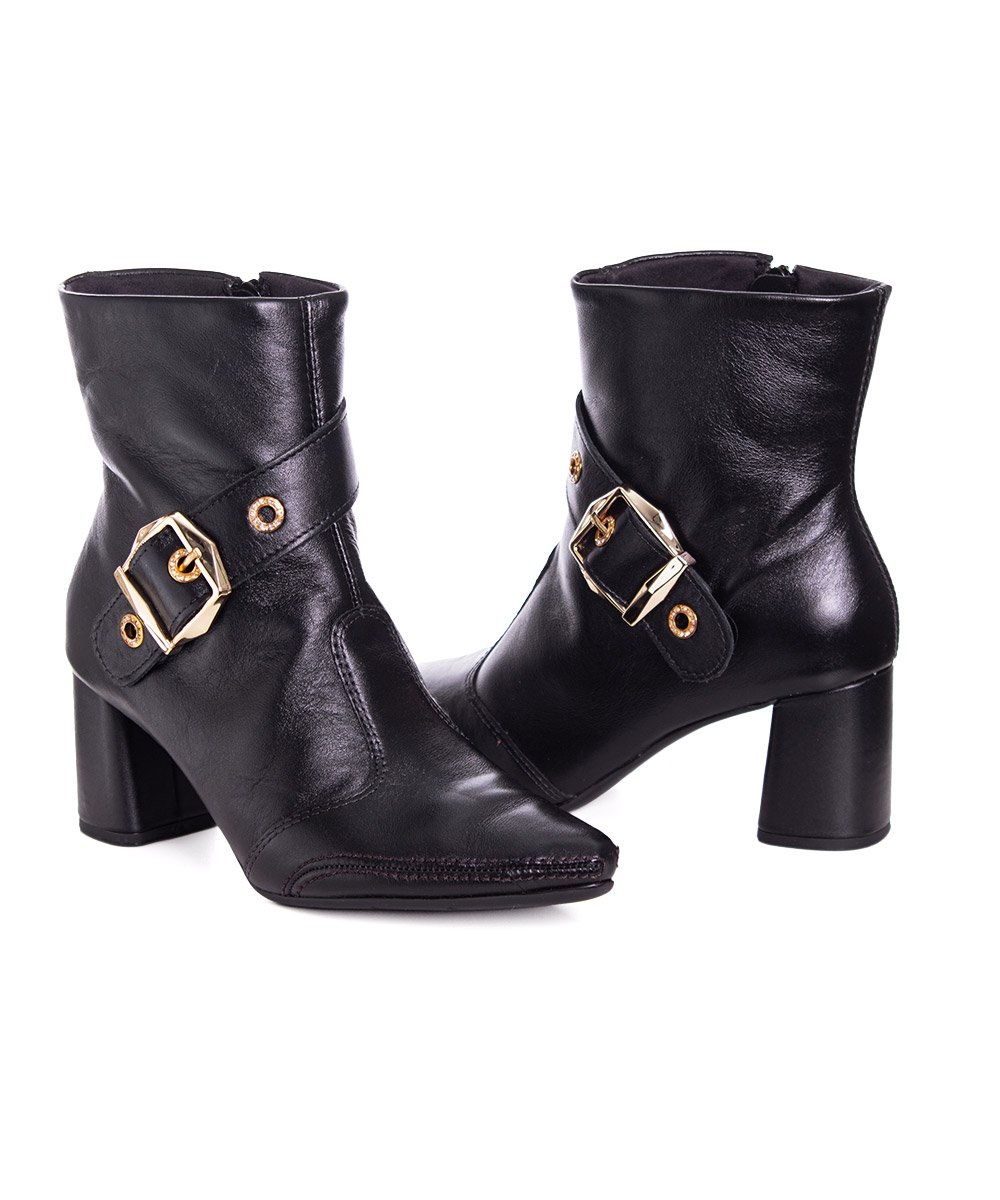 Bota Cano Curto Ramarim Total Comfort Couro 2659103 Preto Preto 6