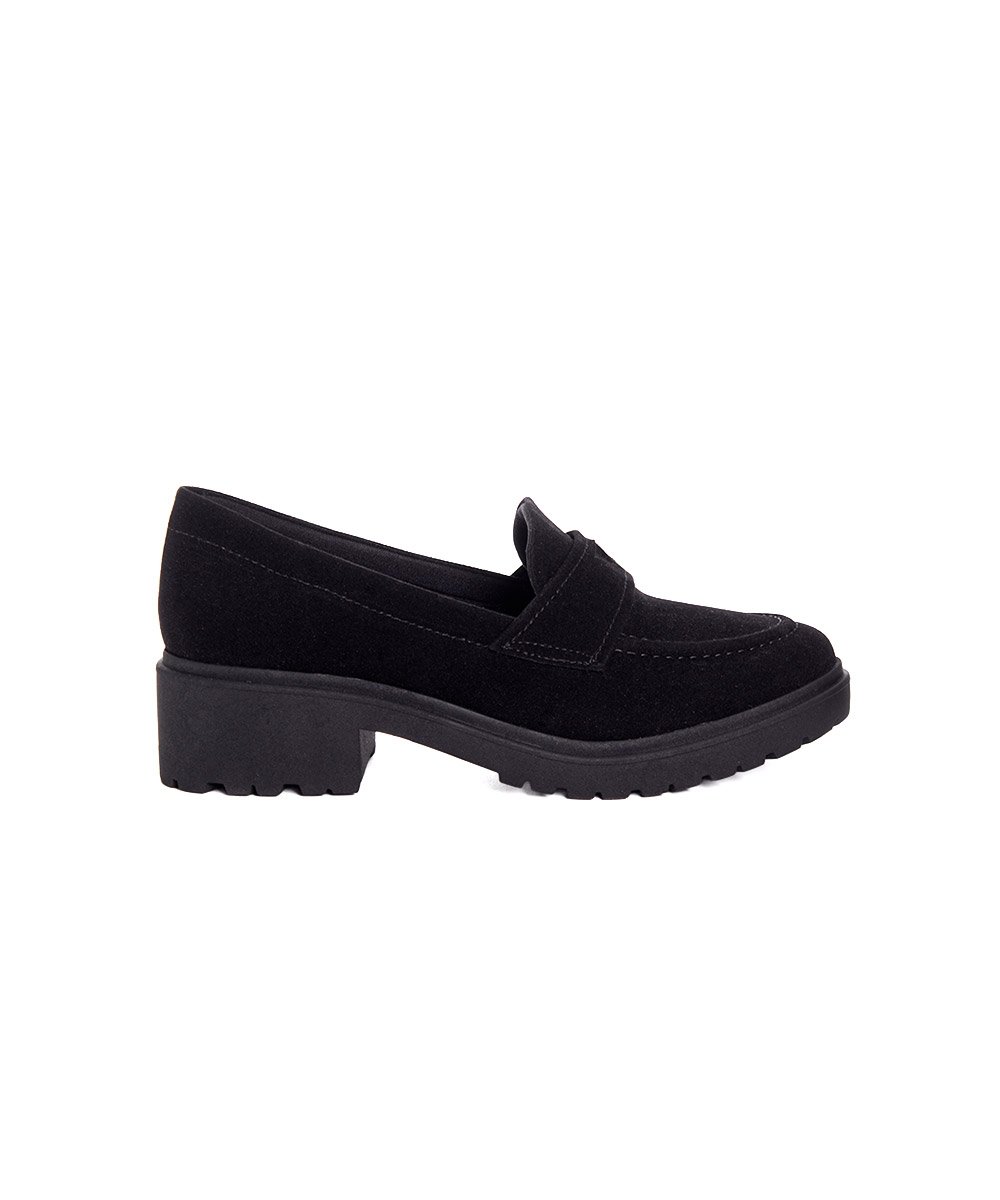 Mocassim Feminino Quiz Salto Tratorado Preto