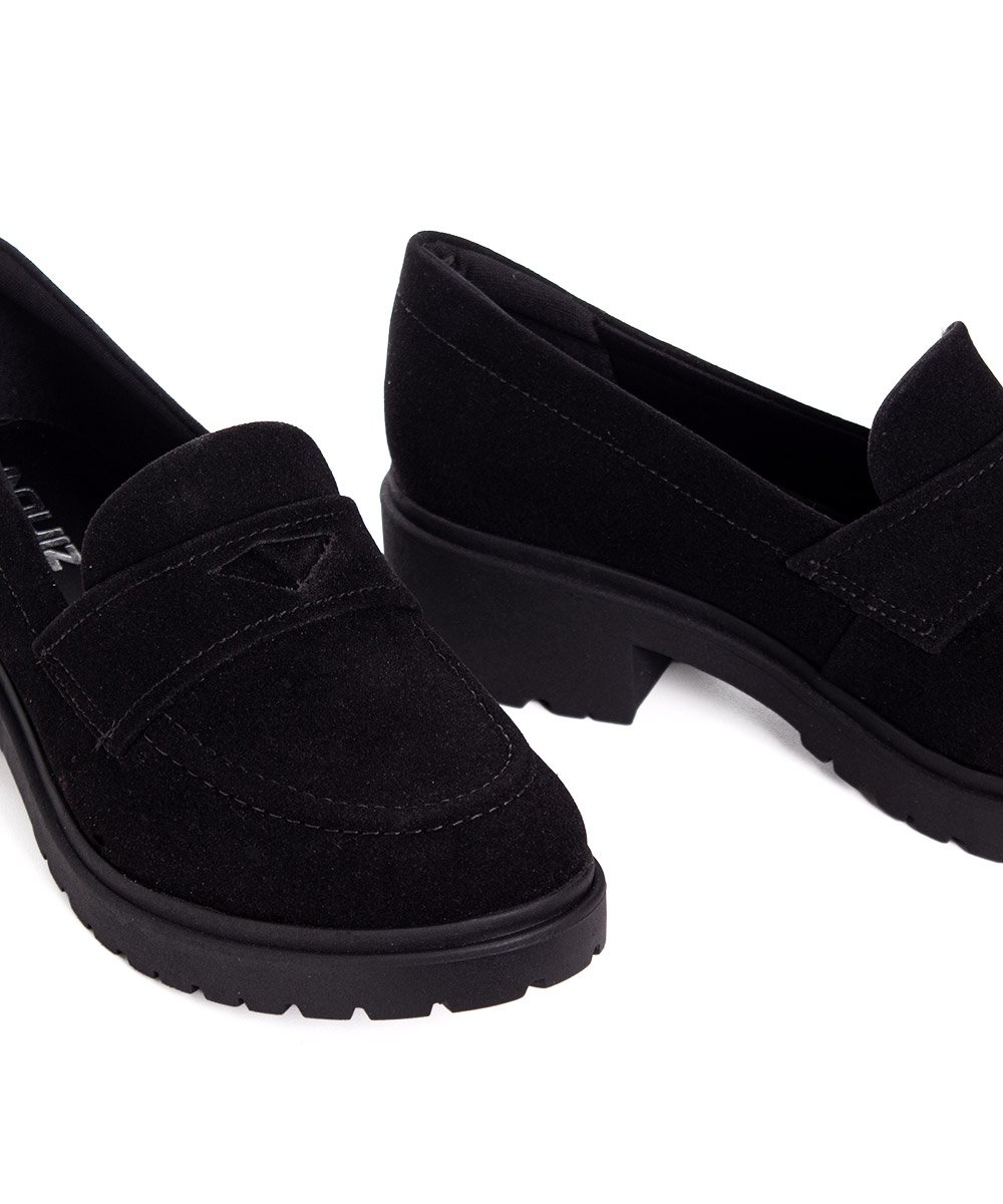 Mocassim Feminino Quiz Salto Tratorado Preto Preto 4