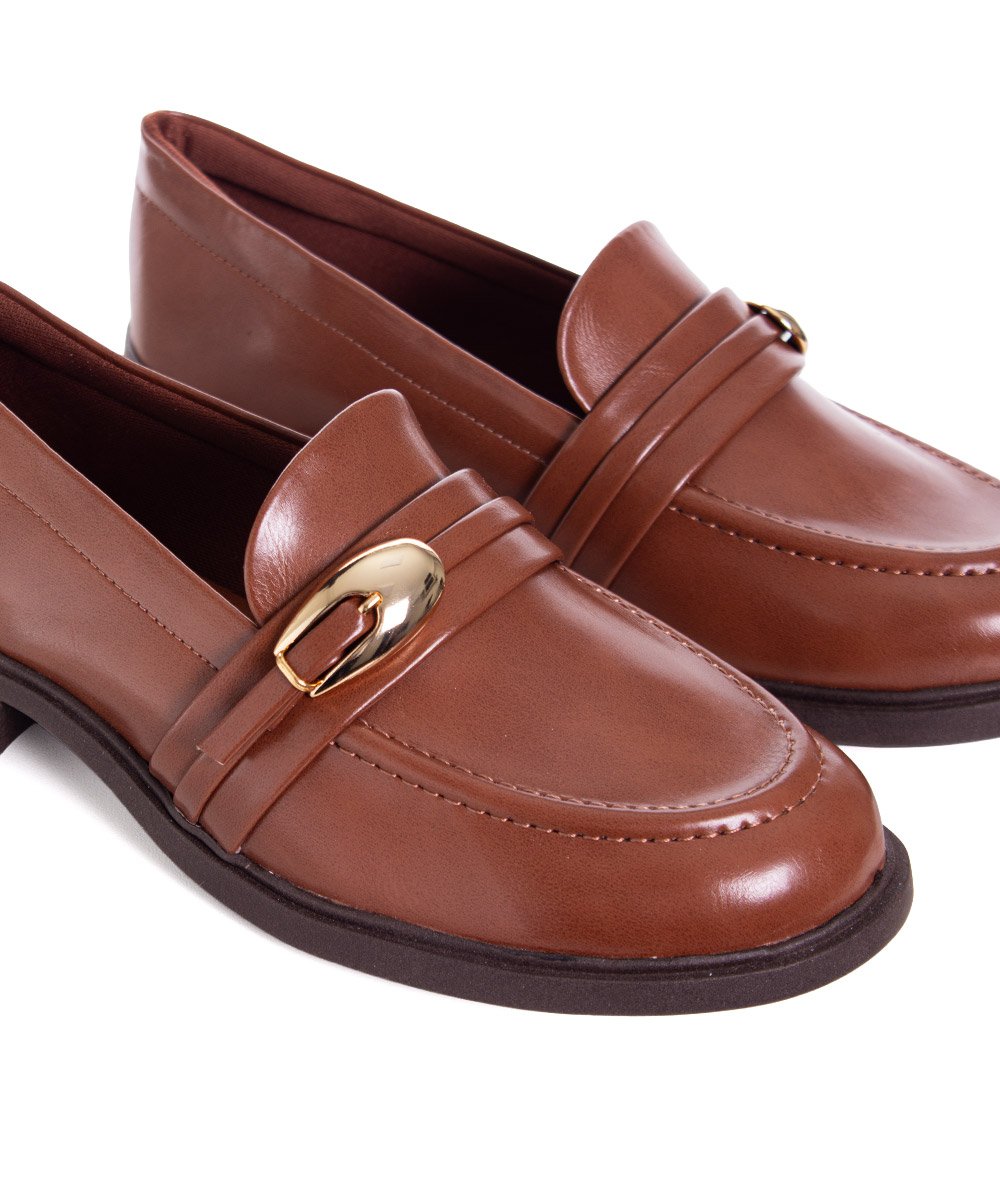 Mocassim Feminino Quiz Salto Bloco Caramelo Caramelo 5