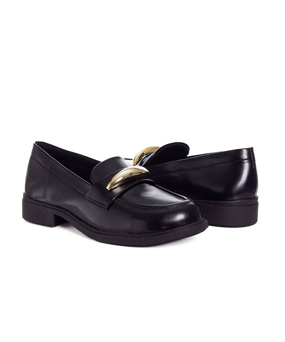 Mocassim Feminino Quiz Salto Bloco Preto Preto 3