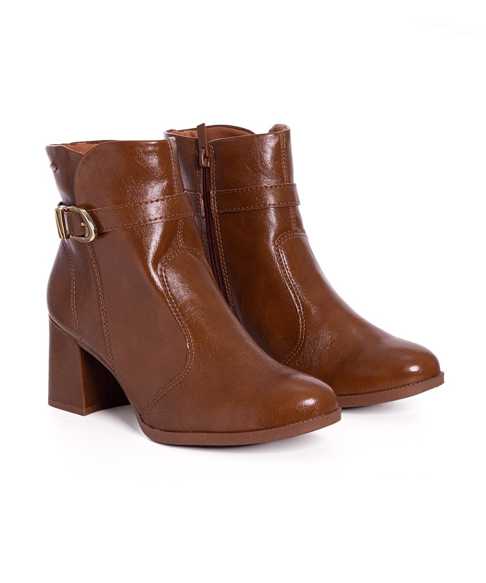 Bota Cano Curto Dakota Salto Bloco Castanho Marrom 3