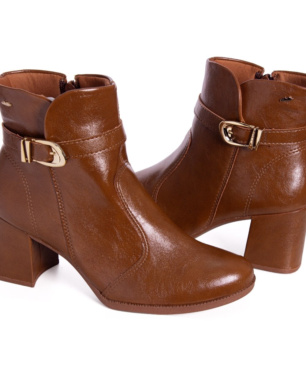 Bota Cano Curto Dakota Salto Bloco Castanho Marrom 4