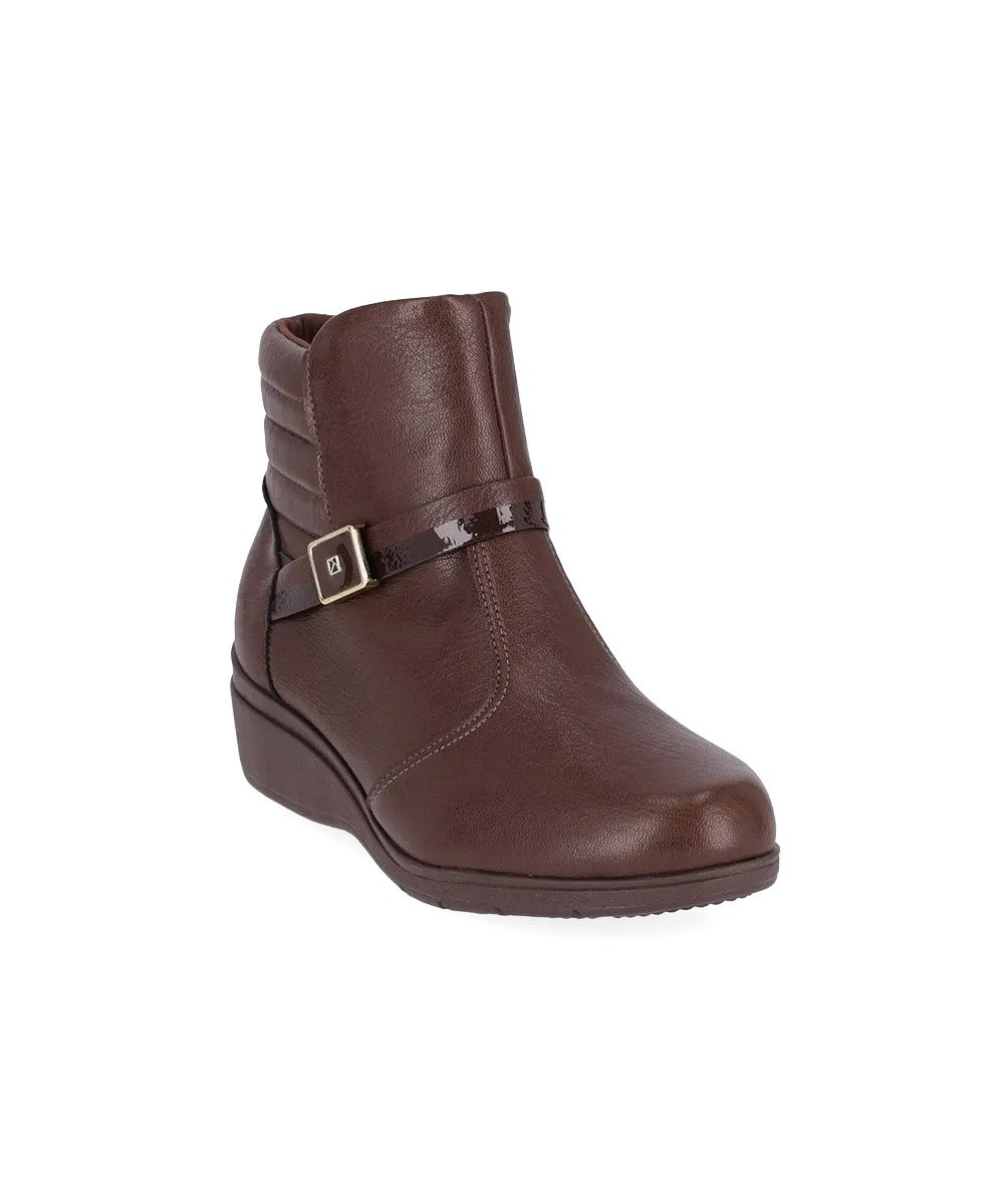 Bota Cano Curto Piccadilly Anabela Médio Marrom Marrom 2
