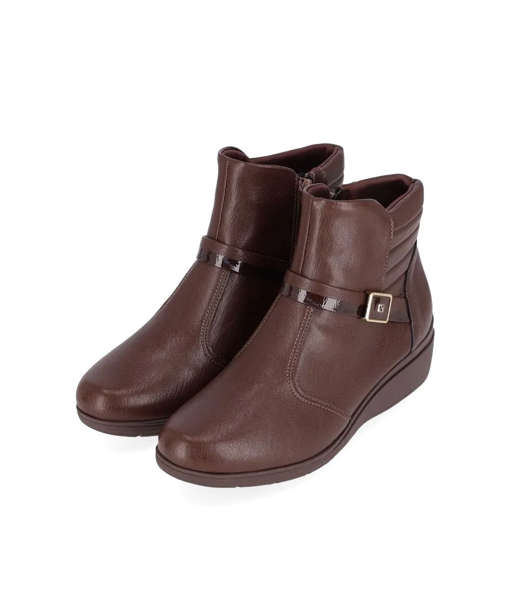 Bota Cano Curto Piccadilly Anabela Médio Marrom Marrom 3