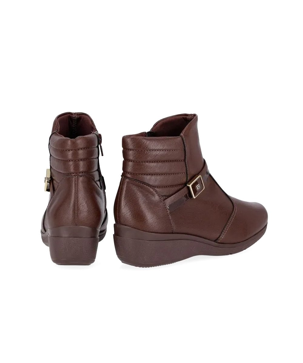 Bota Cano Curto Piccadilly Anabela Médio Marrom Marrom 4