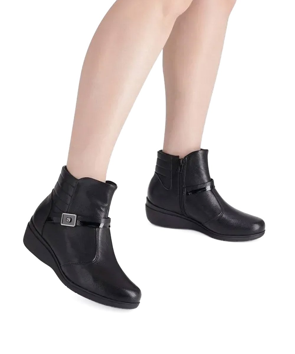 Bota Cano Curto Piccadilly Anabela Médio Preto Preto 2