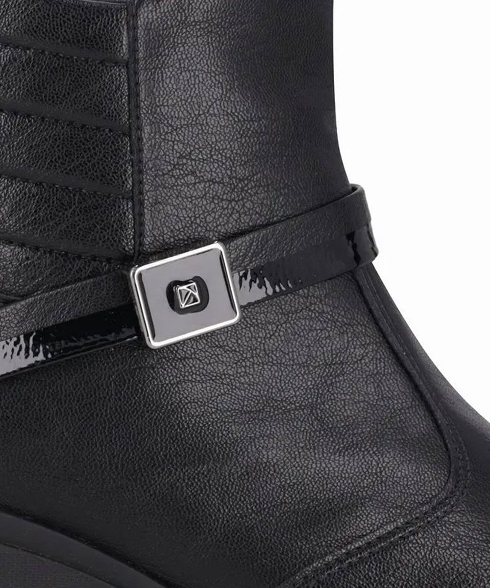 Bota Cano Curto Piccadilly Anabela Médio Preto Preto 4