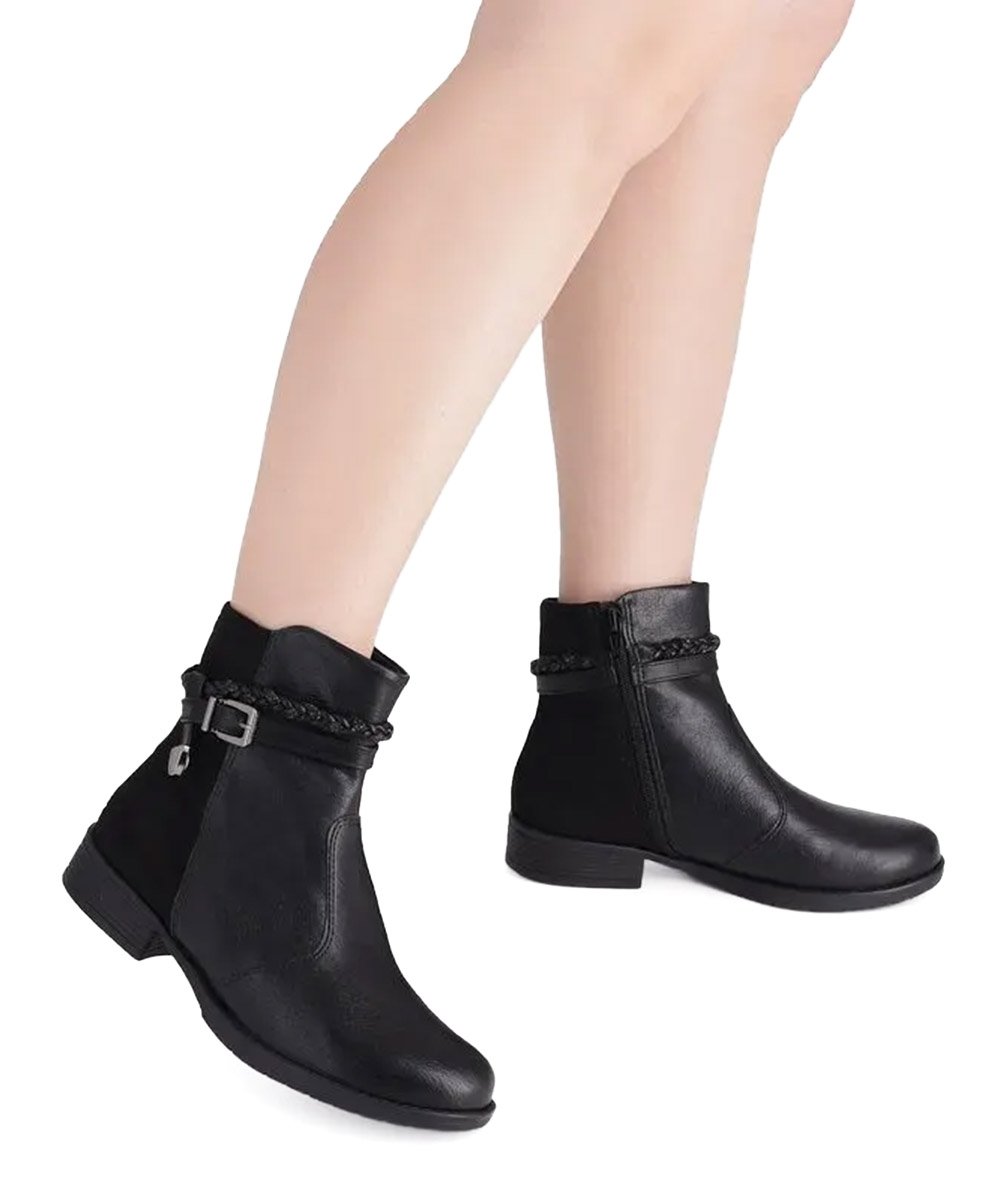 Bota Cano Curto Piccadilly Leci Salto Baixo Preto Preto 2