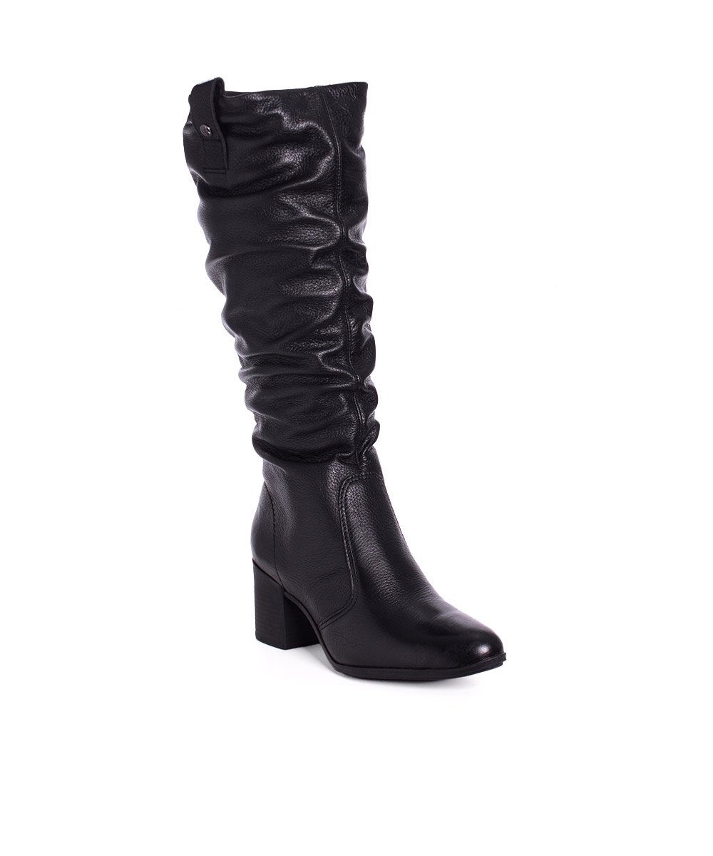 Bota Cano Longo Bottero Salto Bloco Couro Preto Preto 2