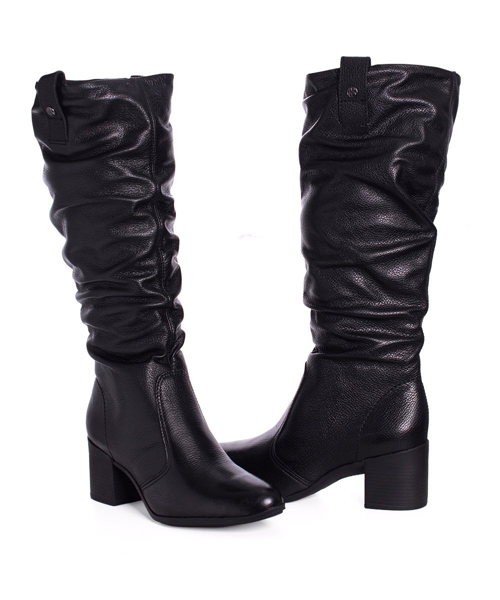 Bota Cano Longo Bottero Salto Bloco Couro Preto Preto 5