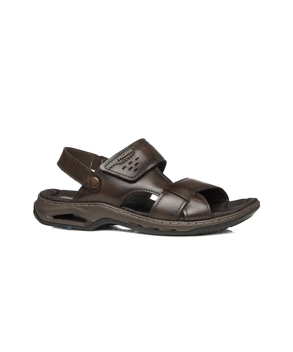Sandália Pegada Masculina Couro Marrom