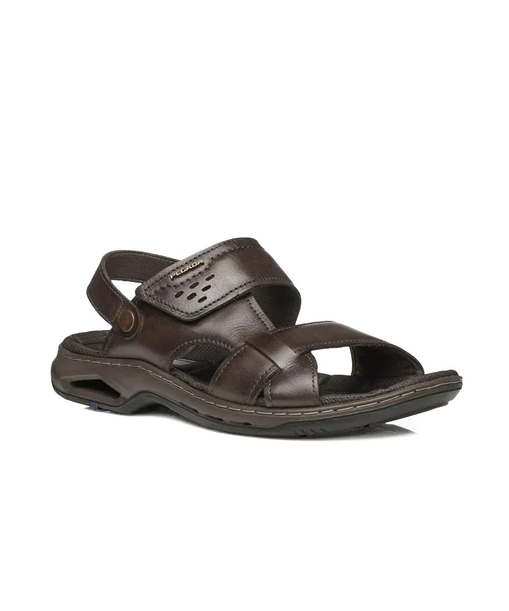 Sandália Pegada Masculina Couro Marrom Marrom 2