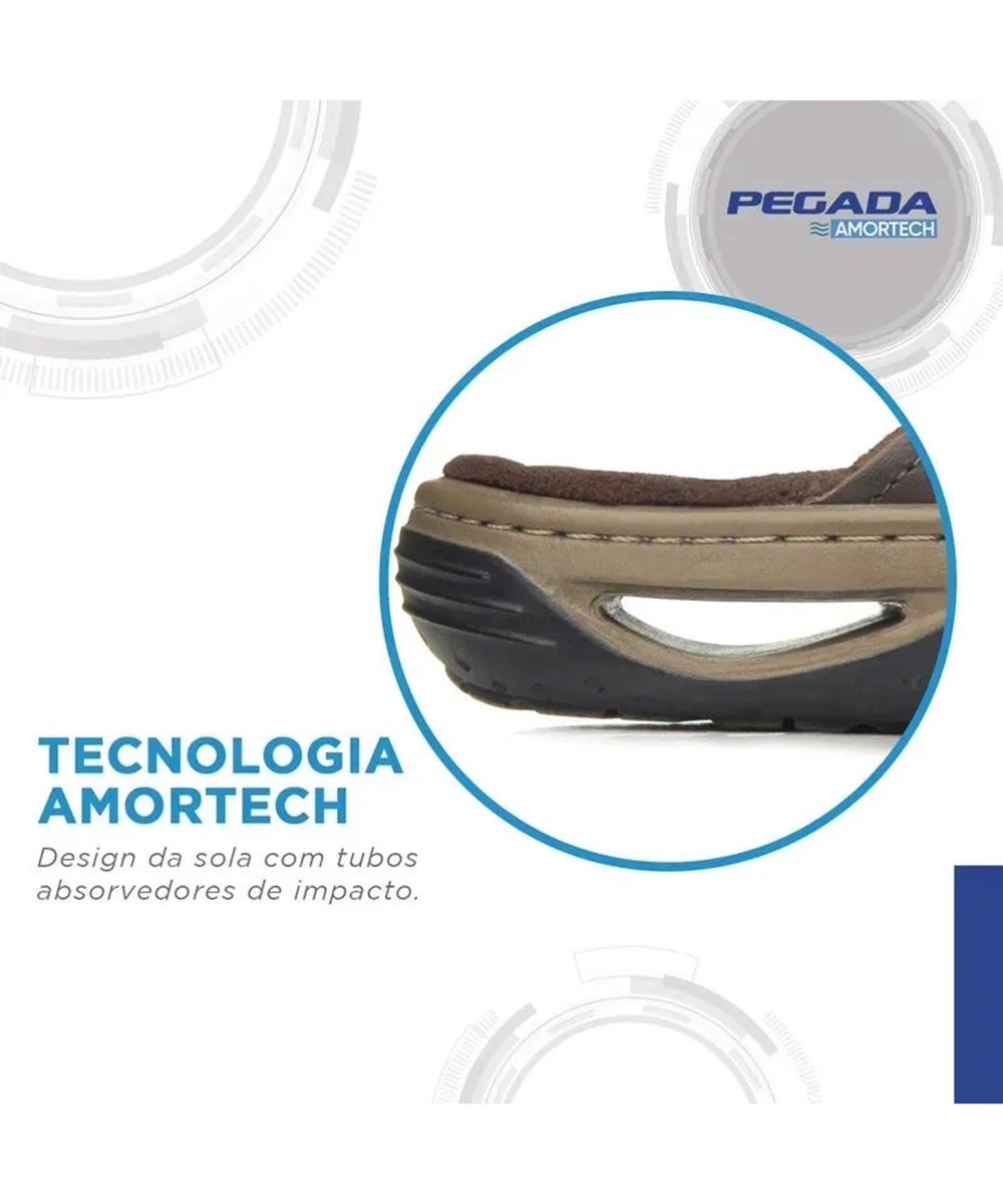 Sandália Pegada Masculina Couro Marrom Marrom 6