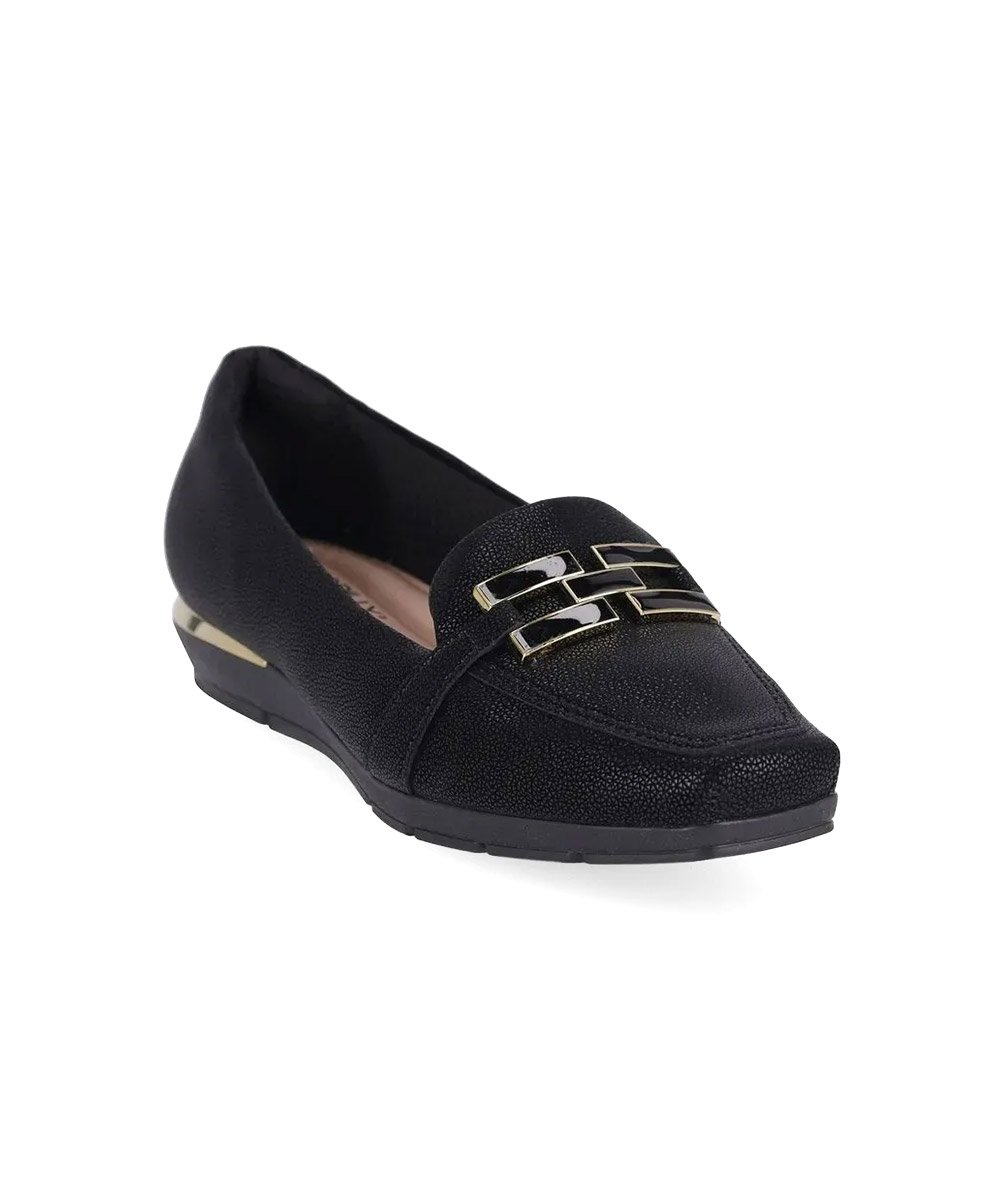Sapato Loafer Piccadilly Fernanda Salto Baixo Preto Preto 3