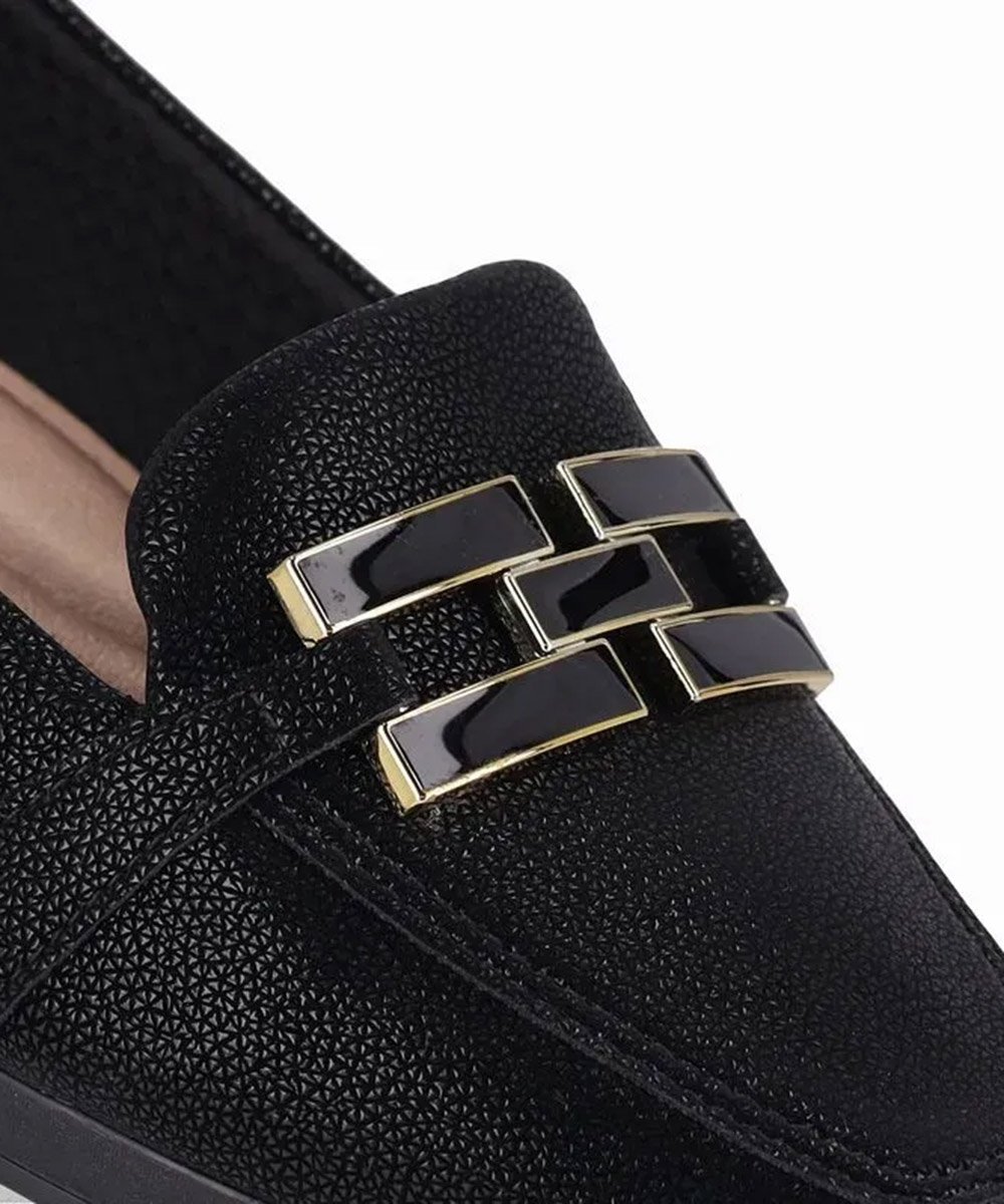 Sapato Loafer Piccadilly Fernanda Salto Baixo Preto Preto 4